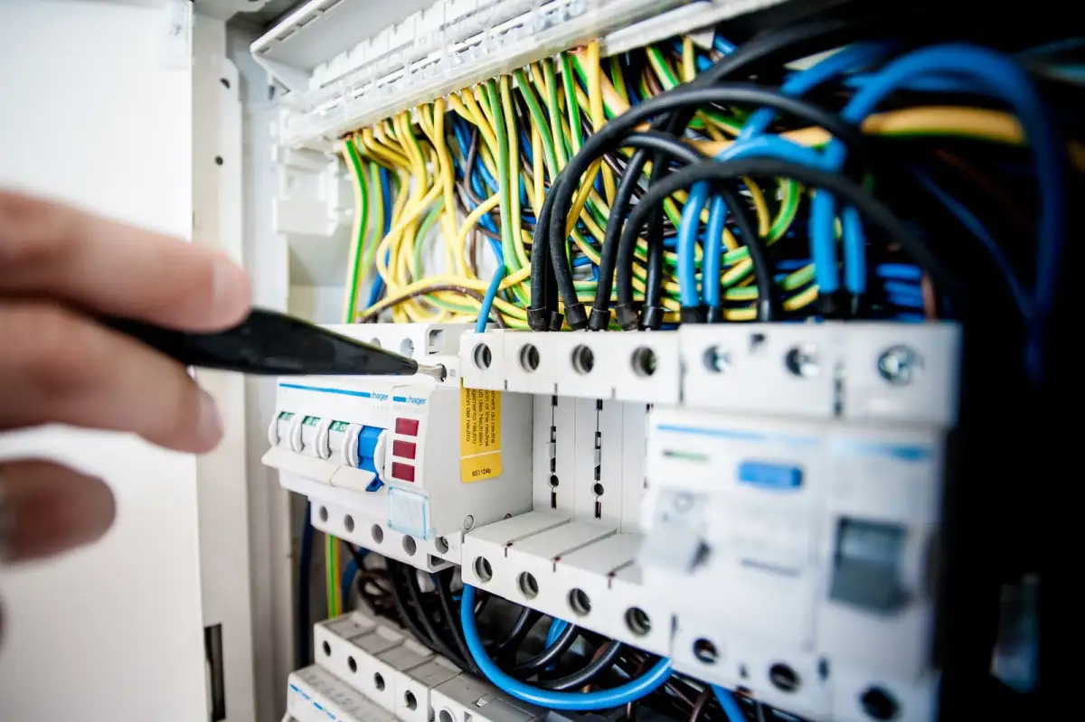 Colored conductors landed in a breaker panel