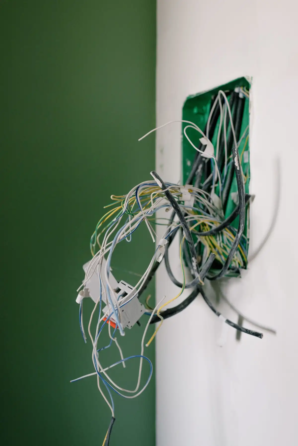 An opened socket with the wiring exposed