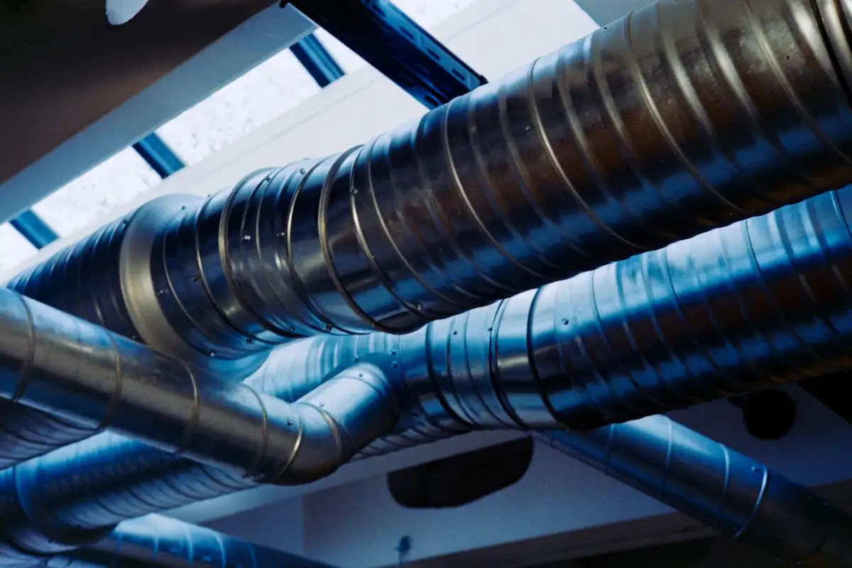 Ductwork running through a ceiling space