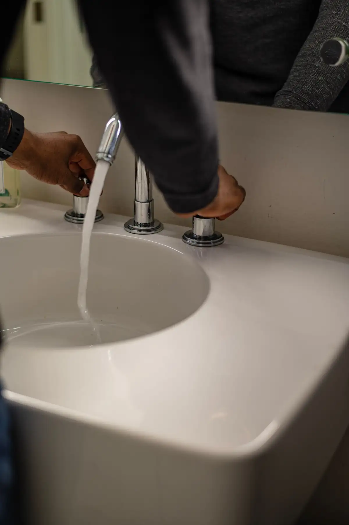 A mixer tap being fitted