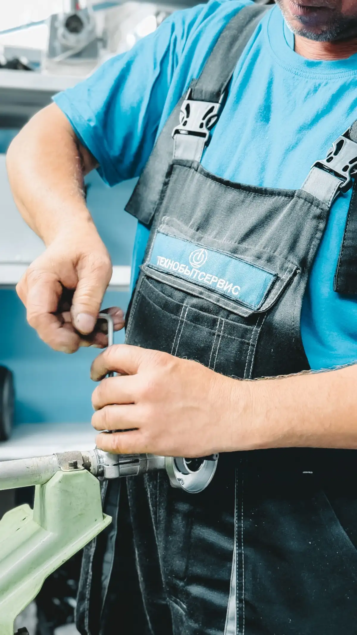 A compression fitting being tightened