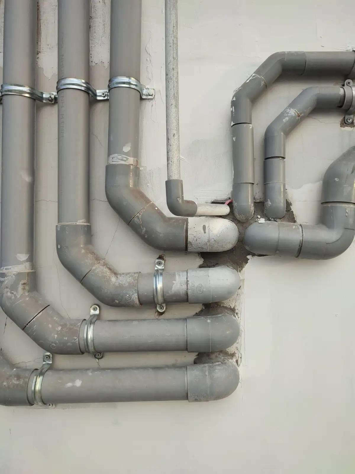 Runs of copper and steel pipe