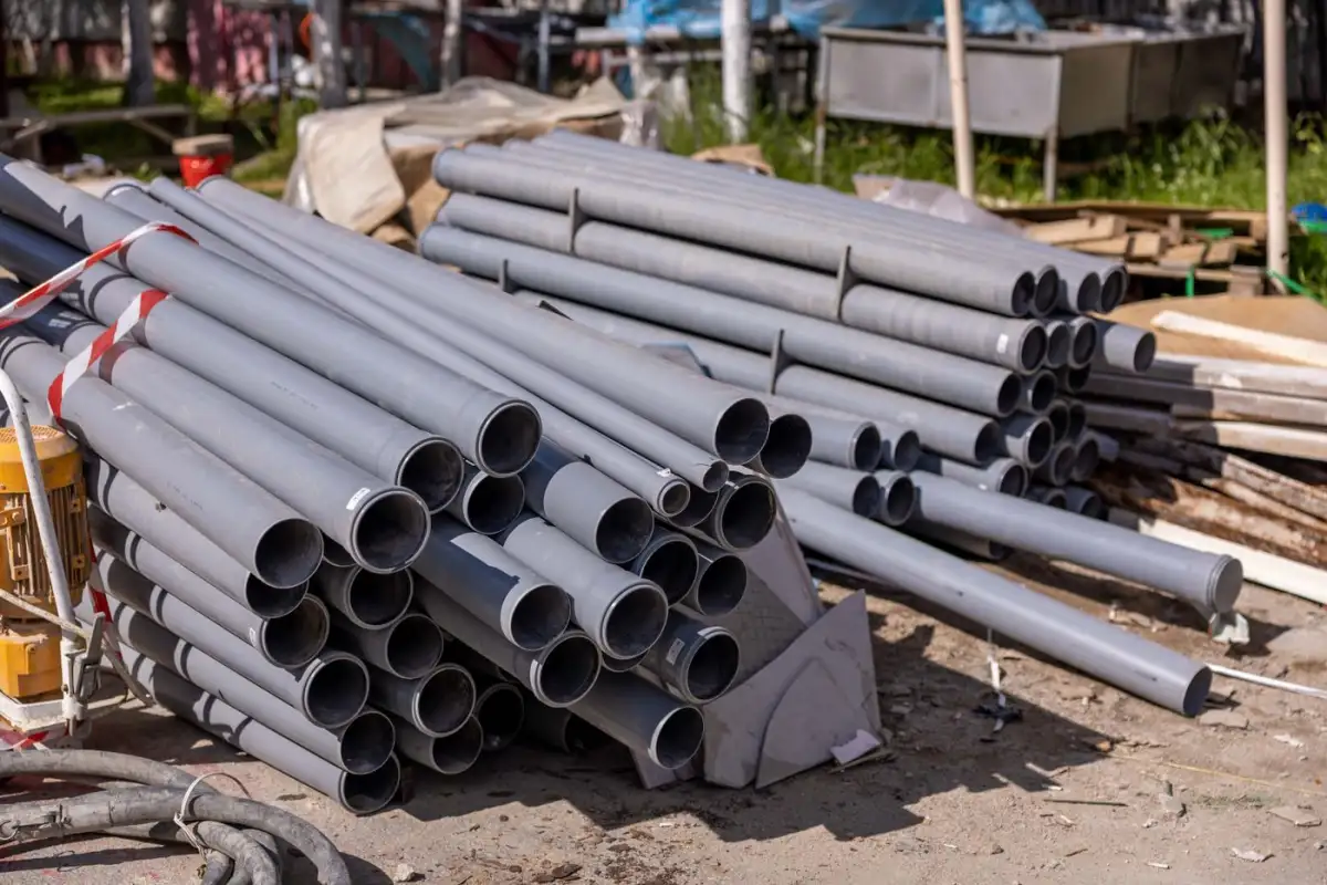Stacked PVC waste pipe