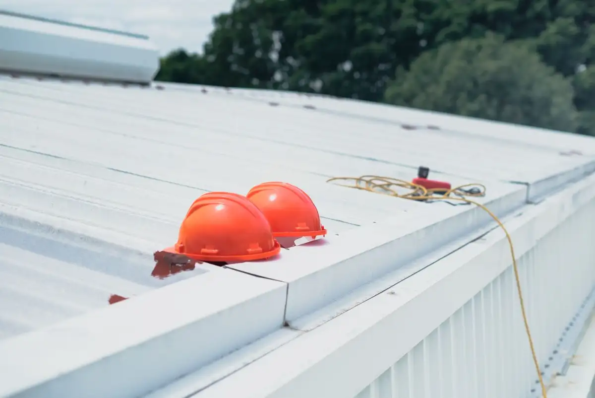 Hard hats set down on site